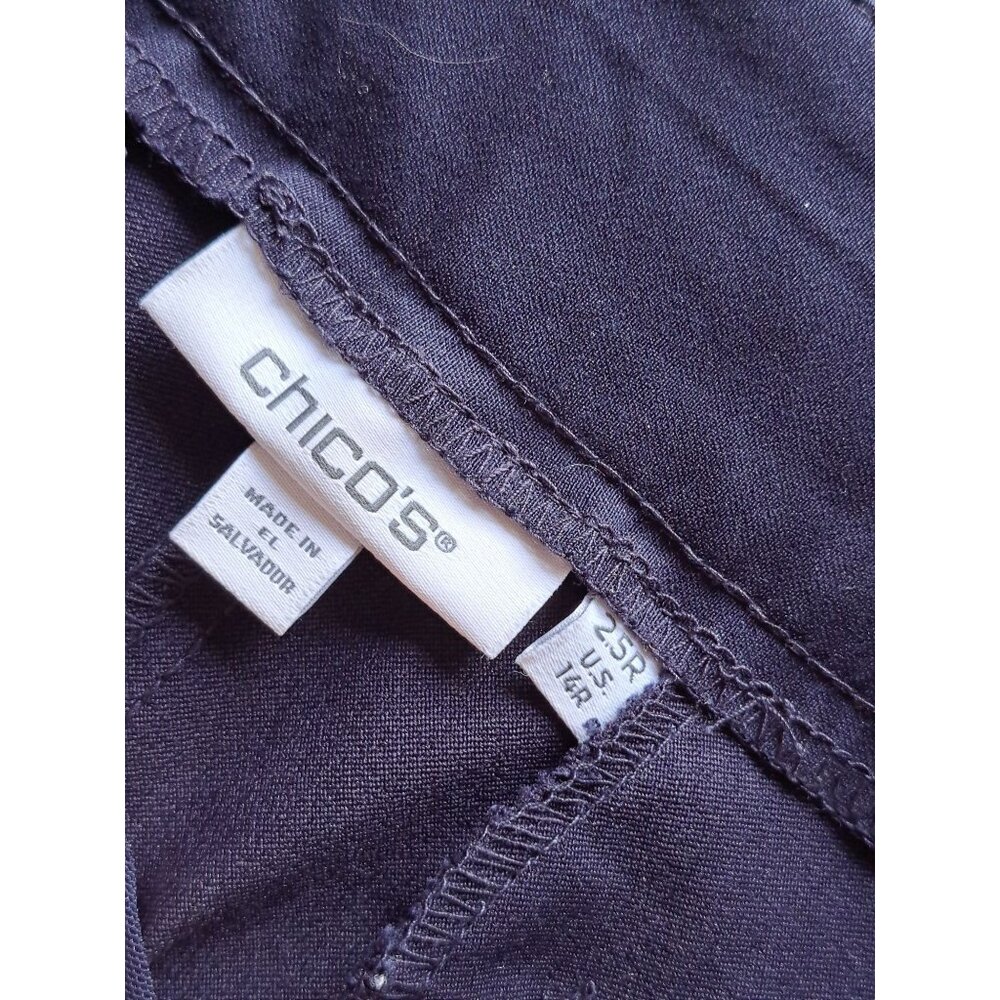 Chico's Women's Size 2.5R 14 Navy Wide-Leg Dress Pants Pull On Pockets Office - Picture 3 of 10